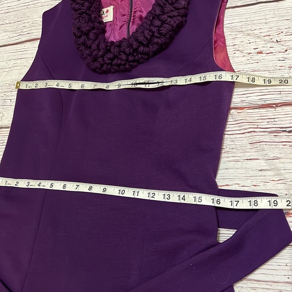 CARON CHICAGO Vintage Purple Avant Garde Sheath Dress with Yarn Trim - Picture 12 of 13